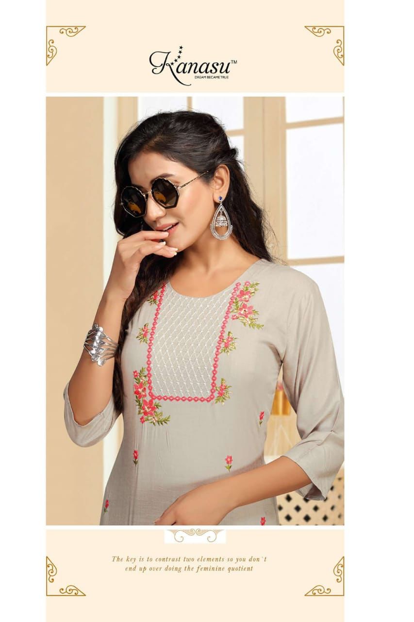 Kanasu Perry Classic Ethnic Wear Heavy Rayon Designer Kurti Collection